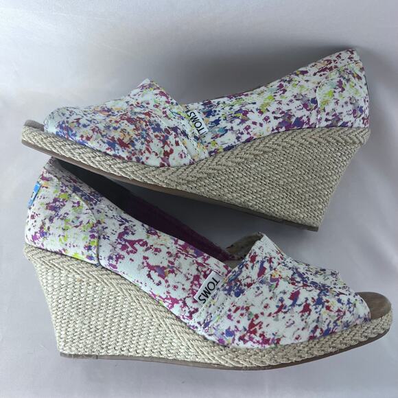TOMS Women's Floral Open Toe Wedges Women's Size 10 Heels - Picture 6 of 7